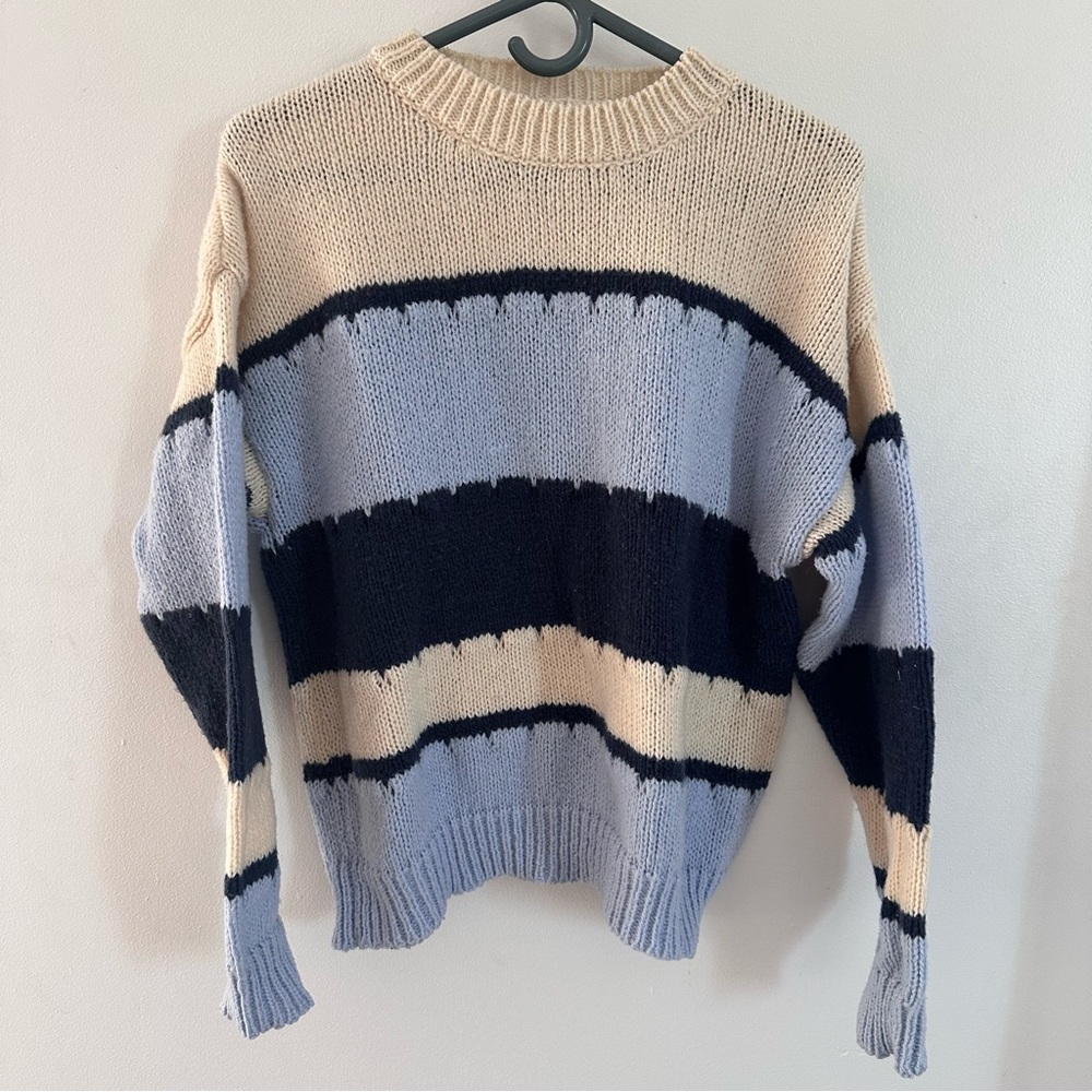 Striped Blue and Cream Women's Sweater
